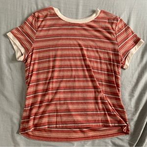 SO Stripped Short Sleeve T-Shirt Red and Cream XL
